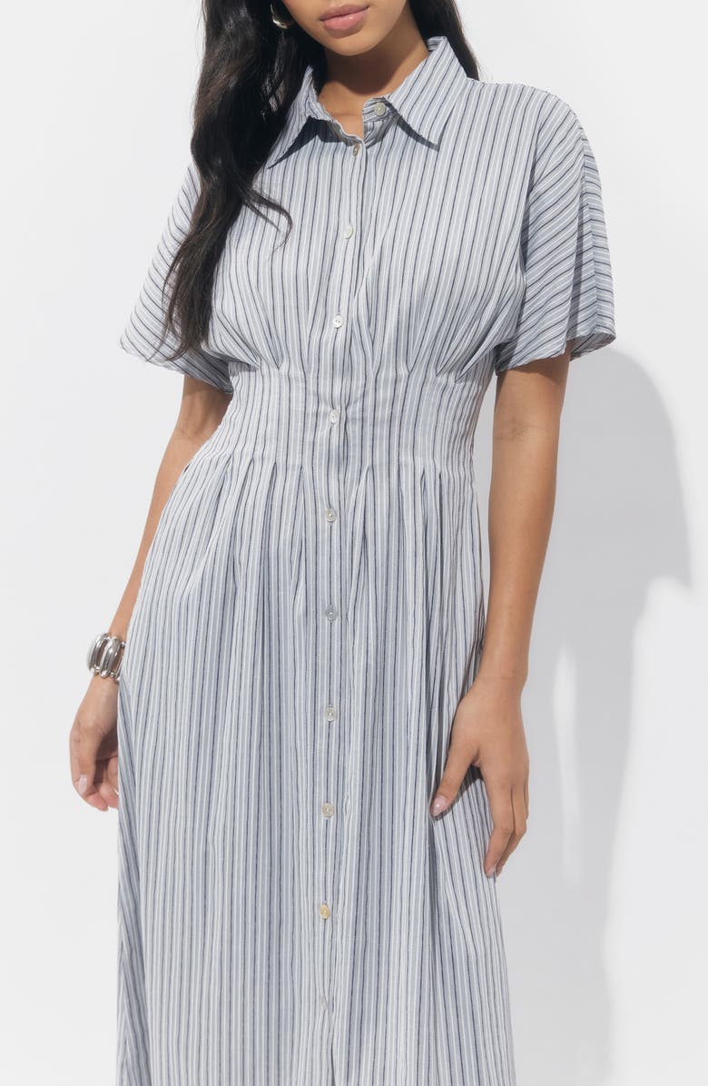 Adelyn Rae Audrey Stripe Cotton Blend Shirtdress, Alternate, color, Grey