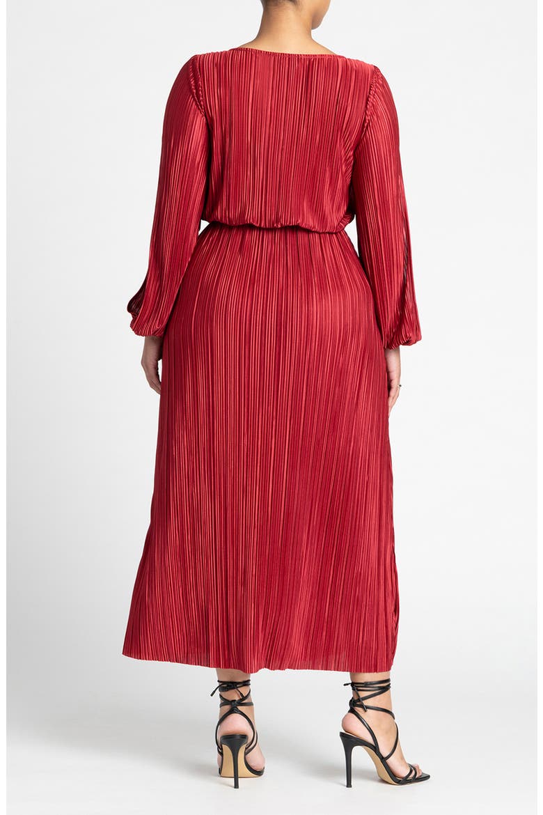 Plisse Open Sleeve Dress, Alternate, color, BIKING RED