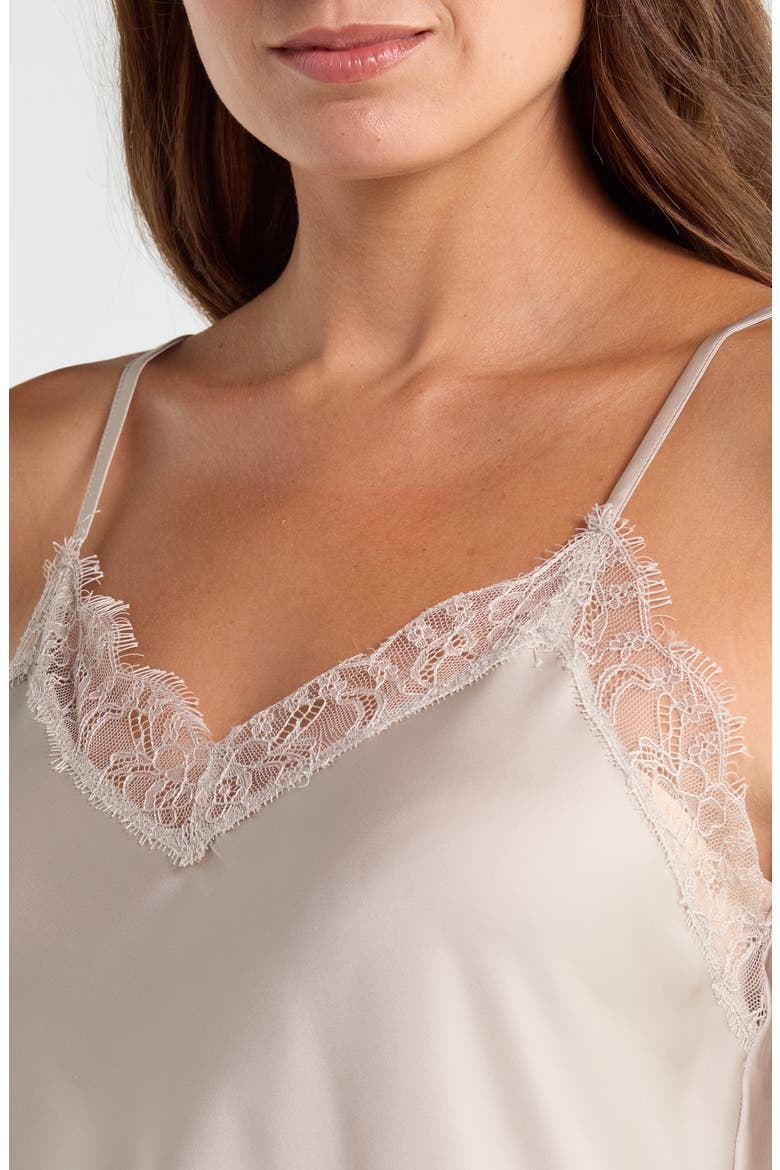Scalloped Lace Trim Satin Camisole, Alternate, color, BEIGE STRING