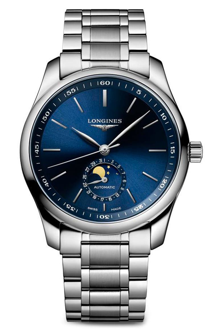 Master Automatic Bracelet Watch, 40mm, Main, color, SILVER/ BLUE