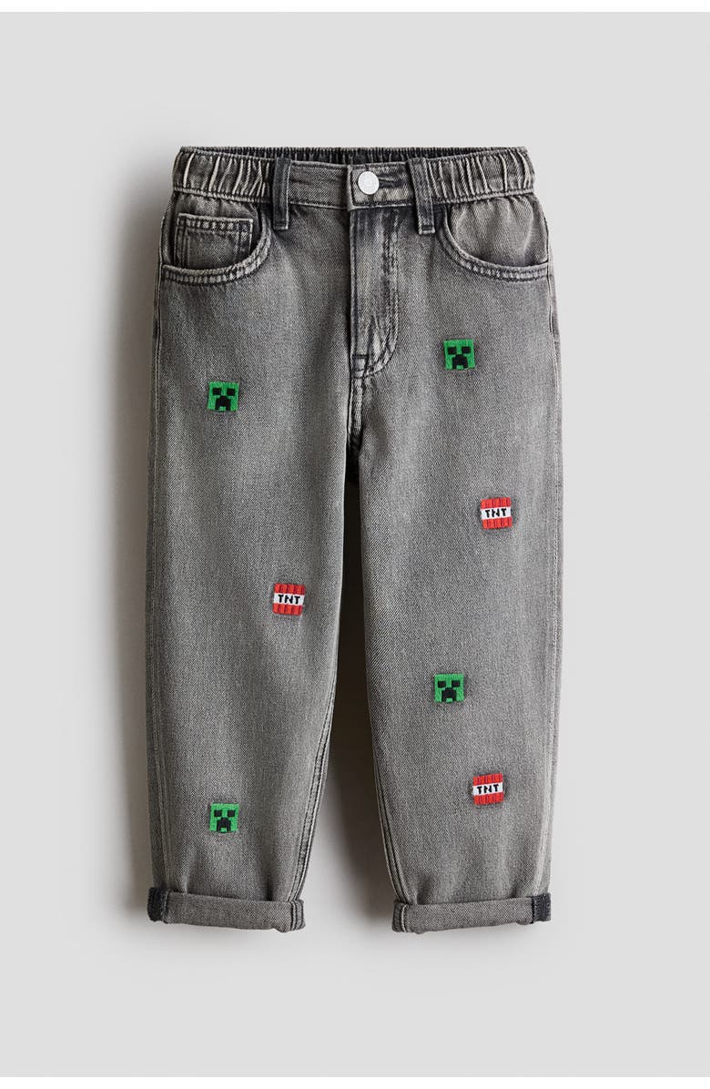 H&M Regular Fit Printed  Jeans, Main, color, Denim Gray/Minecraft