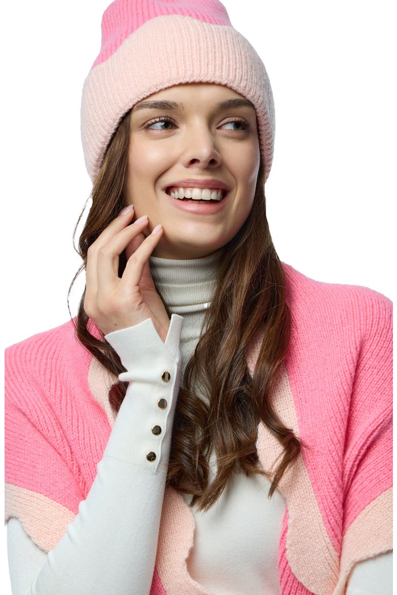 Wavy Trim Cozy Beanie, Alternate, color, PINK