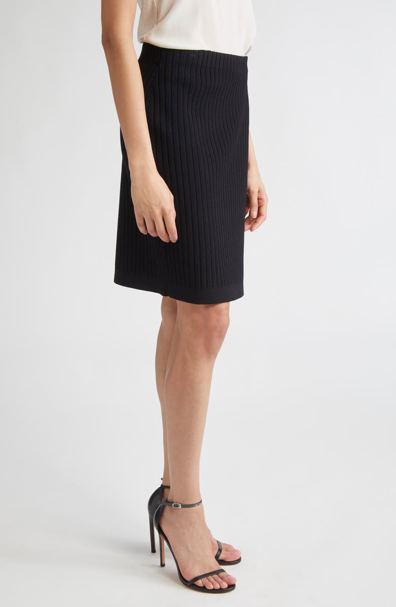 ST. JOHN Belle Rib Knit Pencil Skirt, Alternate, color, Black