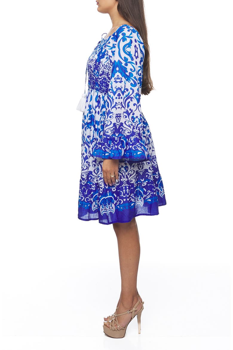 Long Sleeve Tiered Dress, Alternate, color, BLUE
