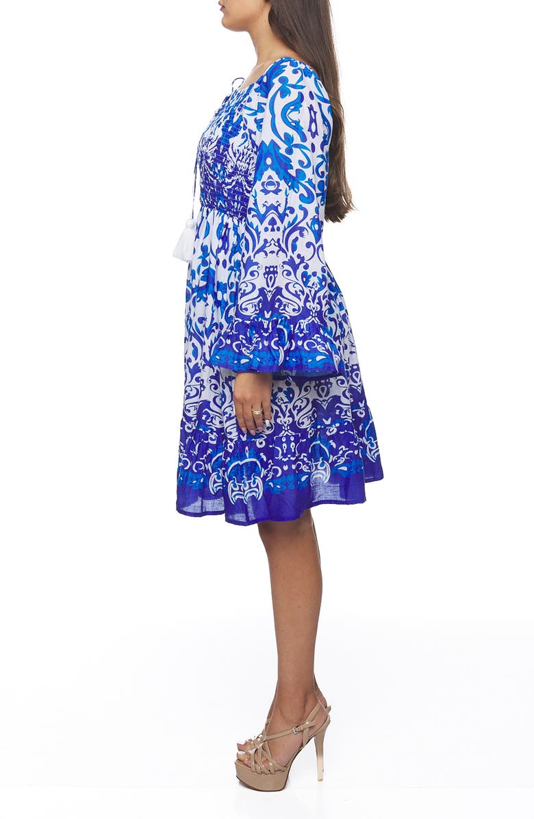 RANEES Long Sleeve Tiered Dress, Alternate, color, Blue