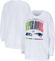 WEAR by Erin Andrews Women's WEAR by Erin Andrews White New England Patriots vs. Seattle Seahawks Super Bowl LX Matchup Sweatshirt