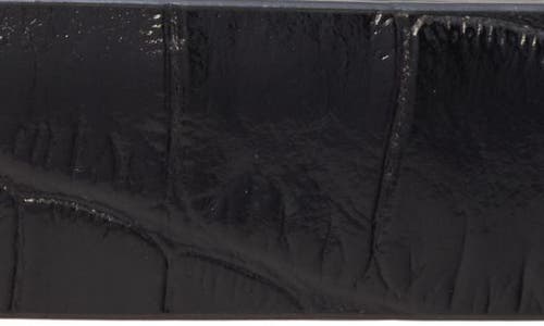 Tom Ford Croc Embossed Patent Leather Skinny Belt In Gold