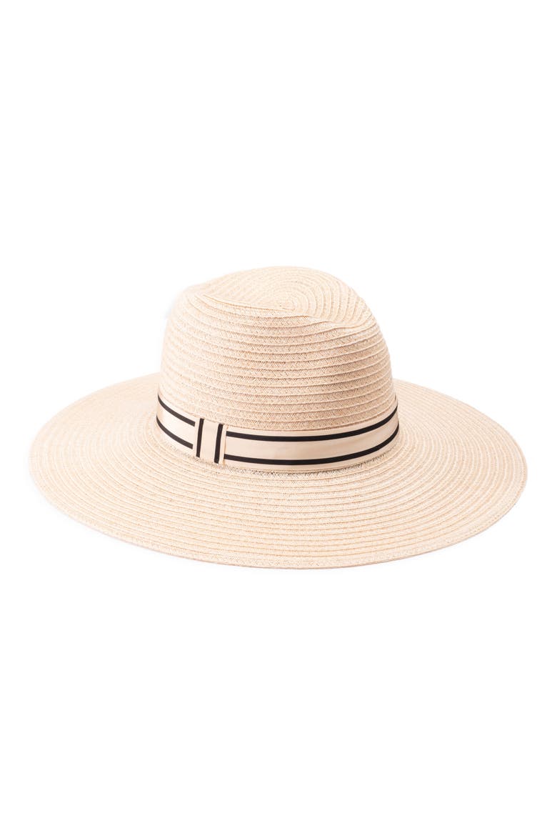 Emmanuelle Wide Brim Packable Straw Fedora, Main, color, NATURAL