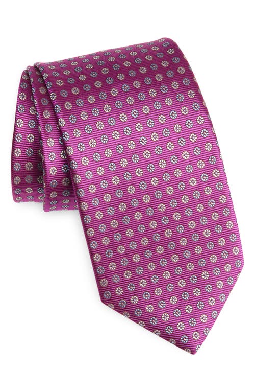David Donahue Floral Medallion Silk Tie In Purple