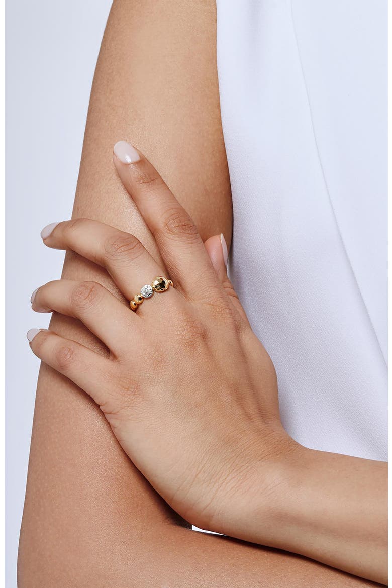 Dot Hammered 18K Gold & Diamond Pavé Ring, Alternate, color, YELLOW GOLD