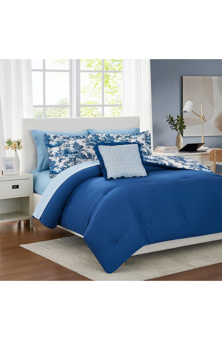 Modern Threads Shaya Toile Microfiber Comforter Set, Alternate, color, Blue