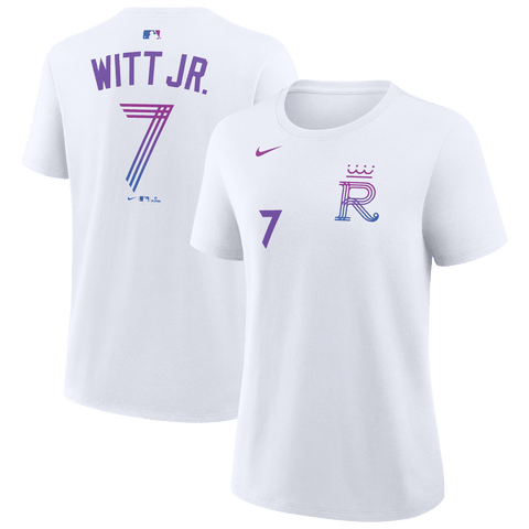 Women's Nike Bobby Witt Jr. White Kansas City Royals 2026 City Connect Name & Number T-Shirt