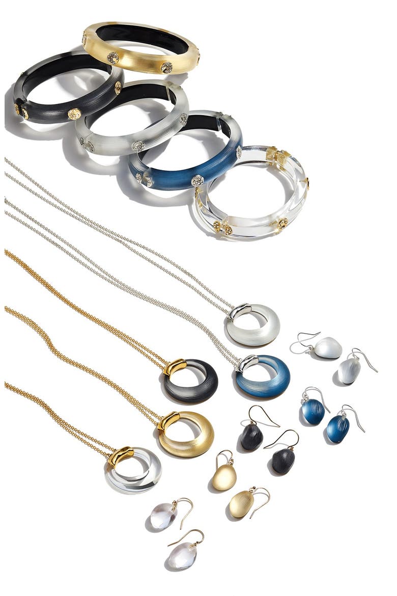 'Lucite®' Hinged Bangle Bracelet, Alternate, color, CLEAR/ GOLD