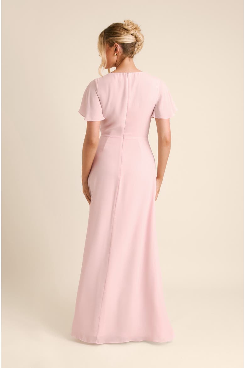 Knot Front Chiffon Bridesmaid Dress, Alternate, color, Ballet Pink