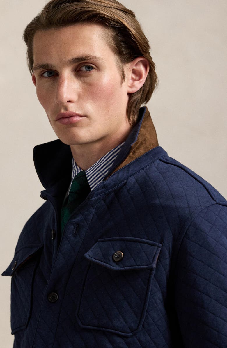 Polo Ralph Lauren Micro Quilted Cotton Button-Up Shirt Jacket, Alternate, color, Aviator Navy