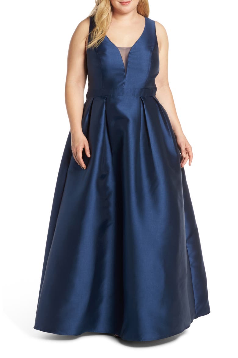 Perla Back Cutout Evening Dress, Main, color, NAVY