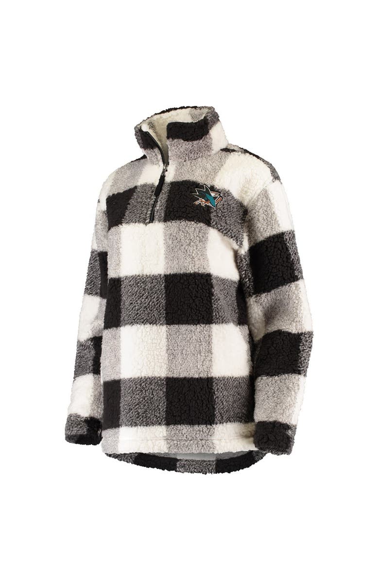 G-III 4HER BY CARL BANKS Women's G-III 4Her by Carl Banks Black/White San Jose Sharks Plaid Sherpa Quarter-Zip Jacket, Alternate, color, Black