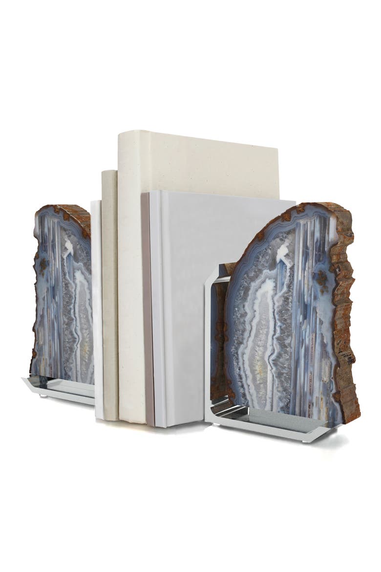Fim Agate Bookends, Main, color, BROWN GREY AND SILVER