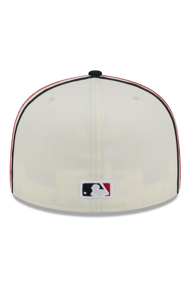 New Era Men's New Era Cream/Navy Atlanta Braves Chrome Sutash 59FIFTY Fitted Hat, Alternate, color,