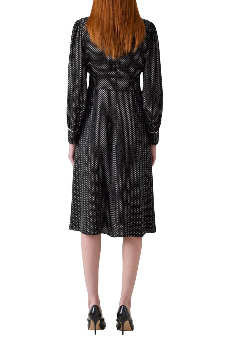 Larissa Long Sleeve Midi Dress, Alternate, color, BLACK CREAM