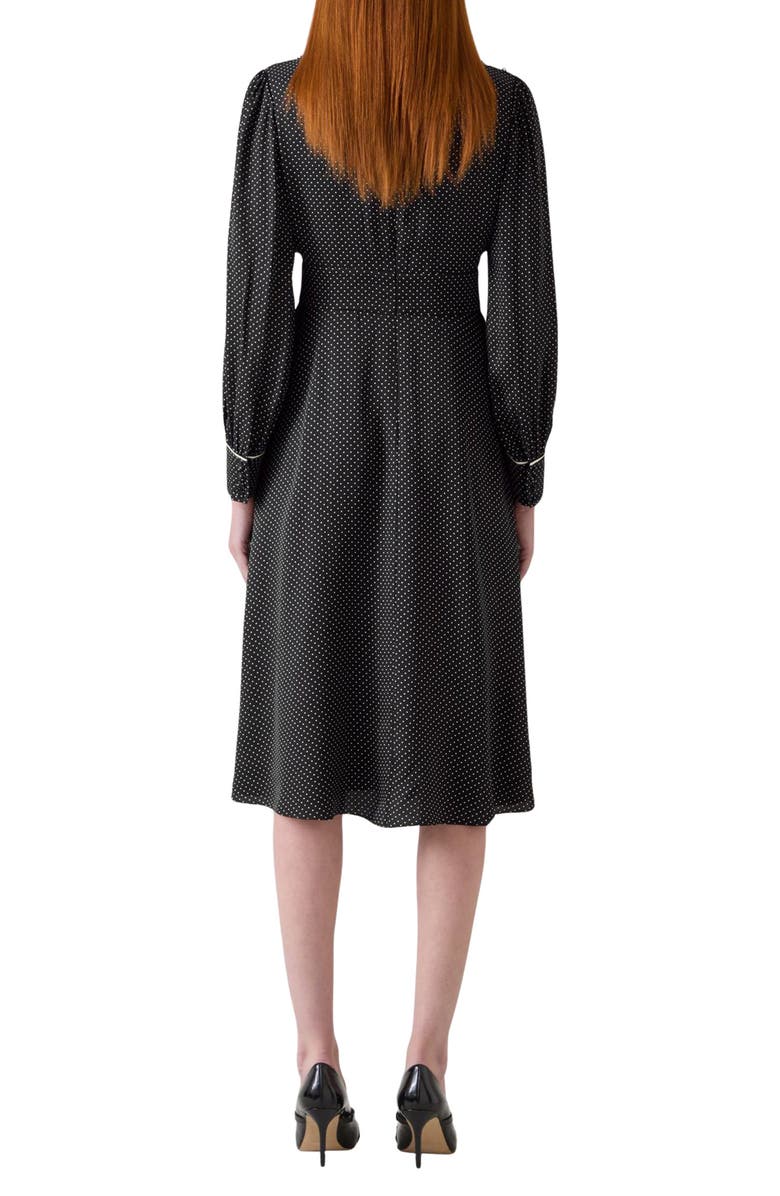 LK Bennett Larissa Long Sleeve Midi Dress, Alternate, color, Black Cream