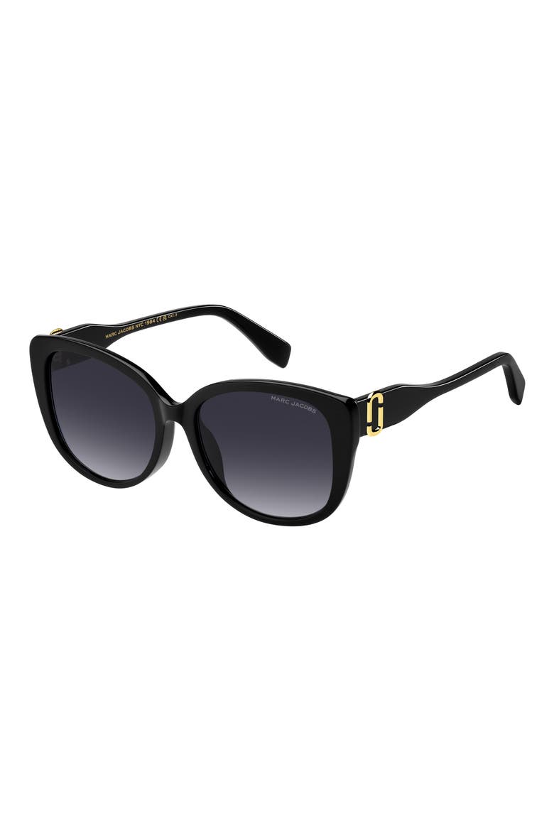 57mm Gradient Cat Eye Sunglasses, Alternate, color, BLACK/ DARK GREY