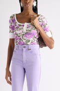 Chloé Rose Print Rib Jersey Henley
