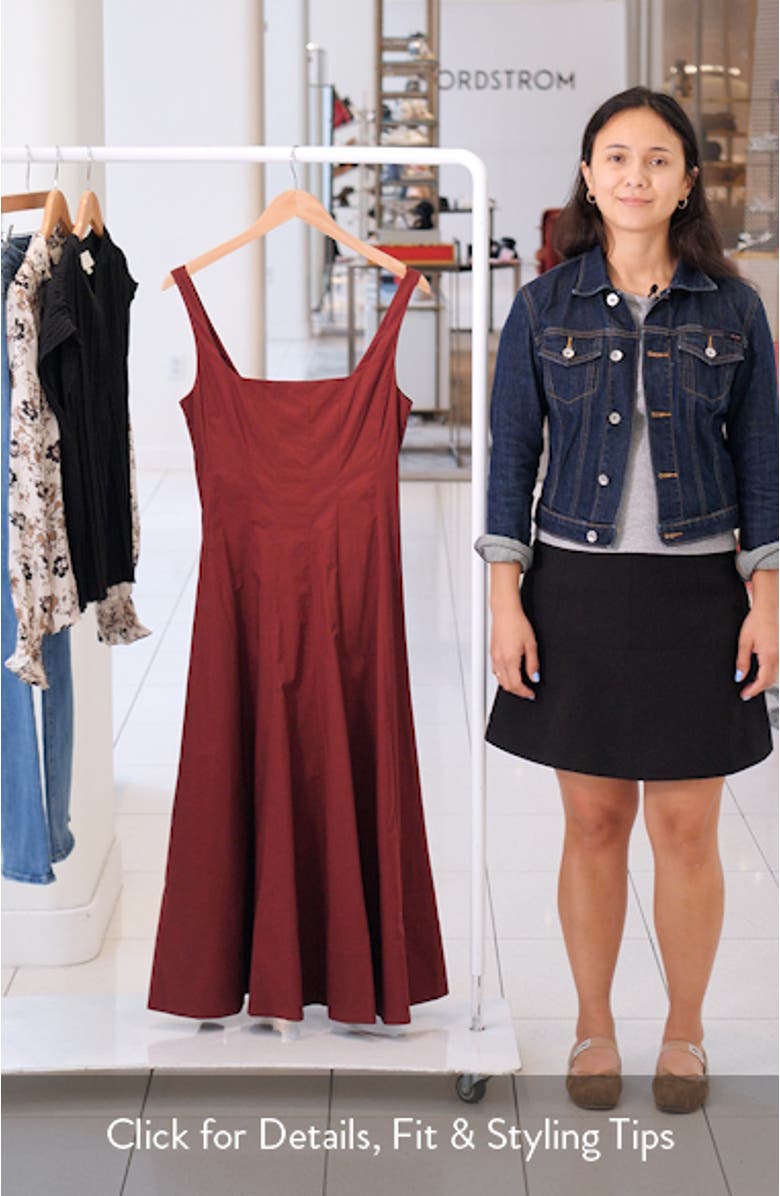 Wells Stretch Cotton Fit & Flare Midi Dress, sales video thumbnail