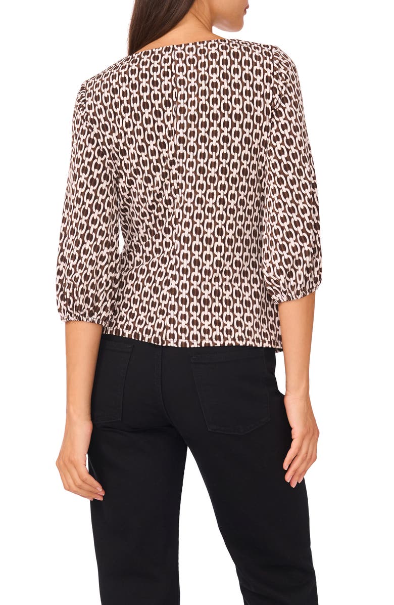 Vince Camuto Ity Wrap Surplice Neck Blouse, Alternate, color, Cocoa Brown