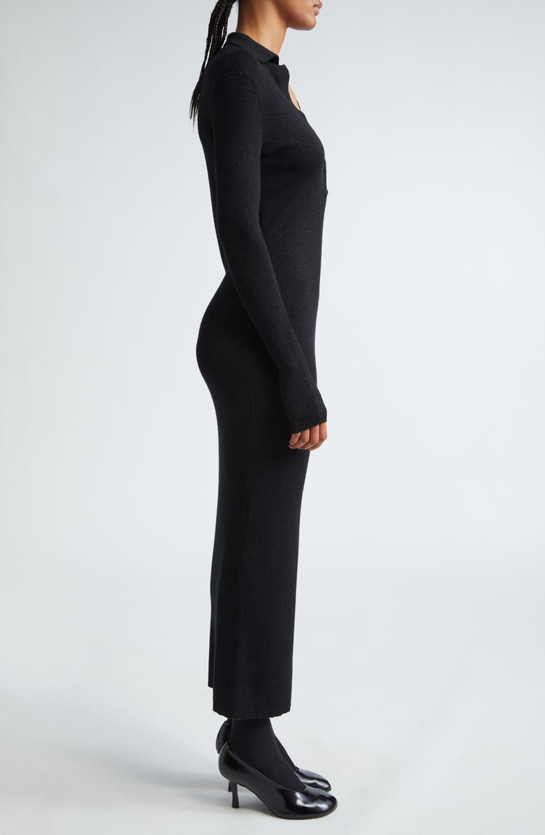 Max Mara Frais Rib Long Sleeve Polo Sweater Dress, Alternate, color, 