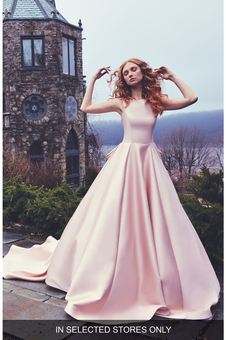Mikado Ballgown Wedding Dress, Main, color, ROSE PINK