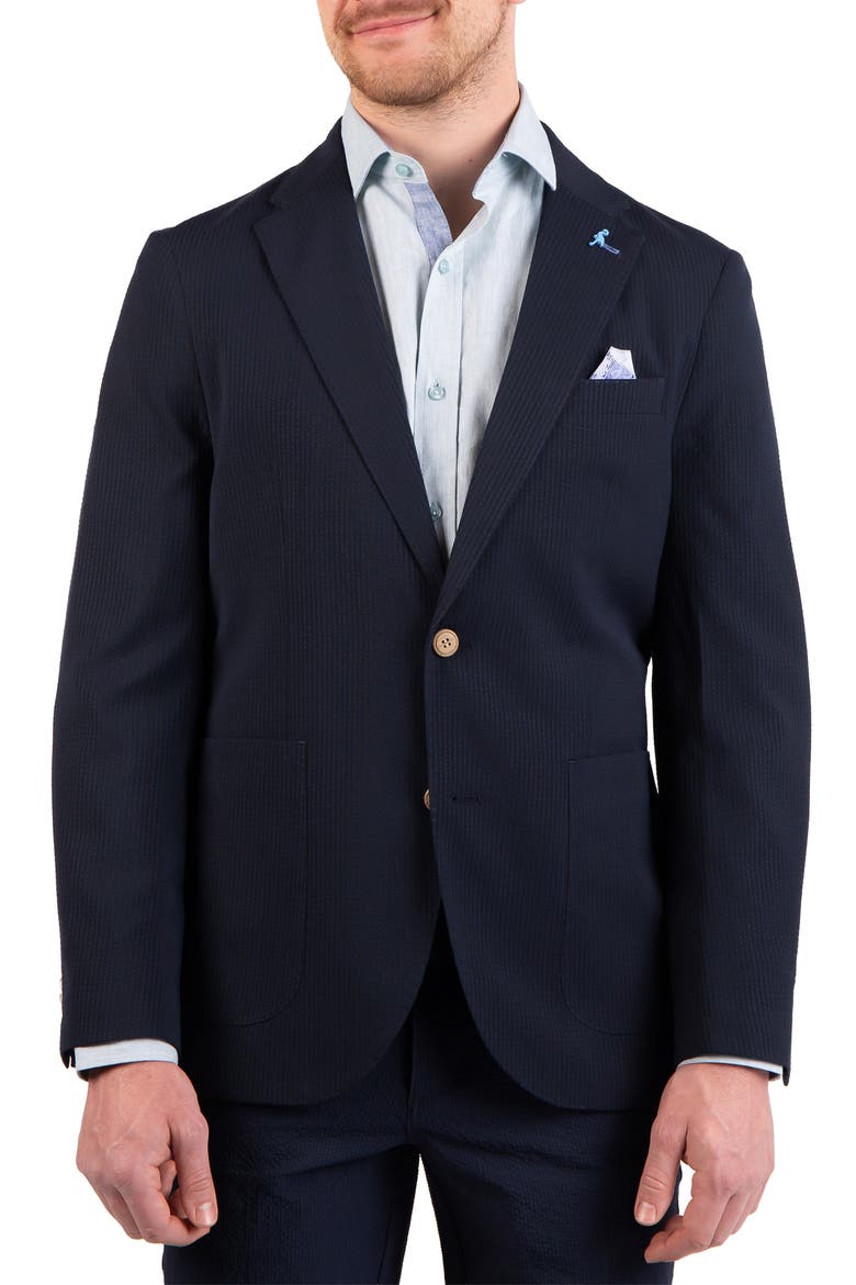 Textured Stripe Seersucker Sport Coat, Main, color, NAVY