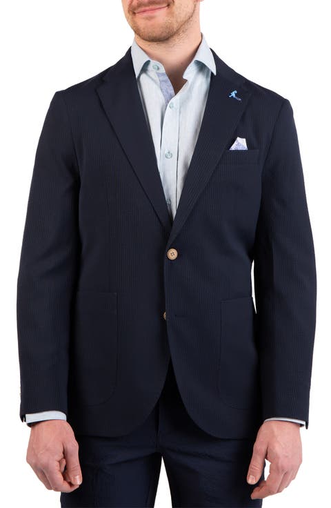 Textured Stripe Seersucker Sport Coat (Short, Regular & Long)