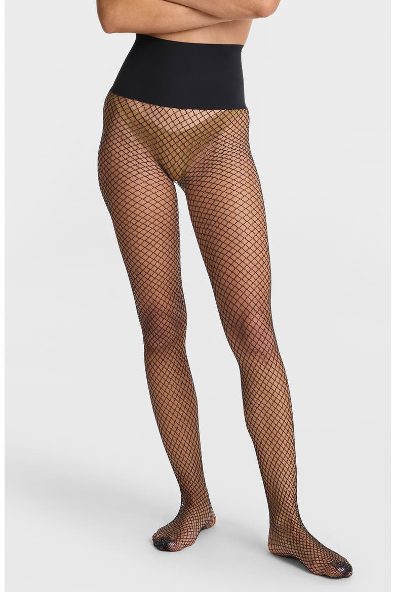 Glitter Fishnet Tights, Alternate, color, BLACK SPARKLE