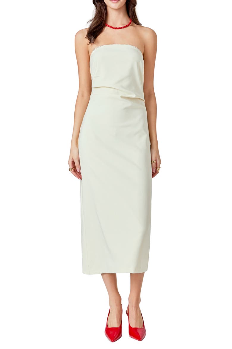 Strapless Midi Dress, Main, color, CREAM