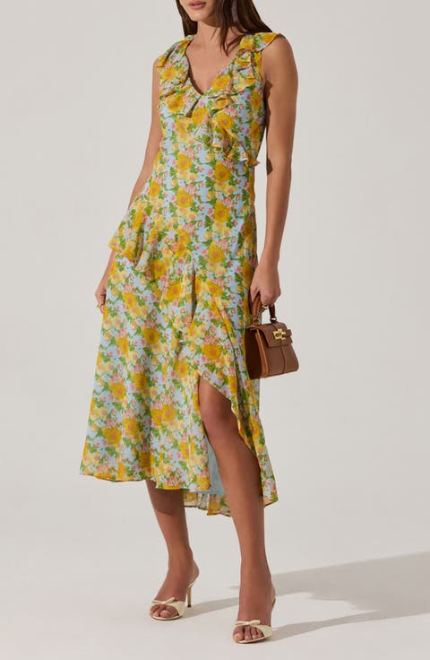 Ruffle Sleeveless High-Low Midi Dress