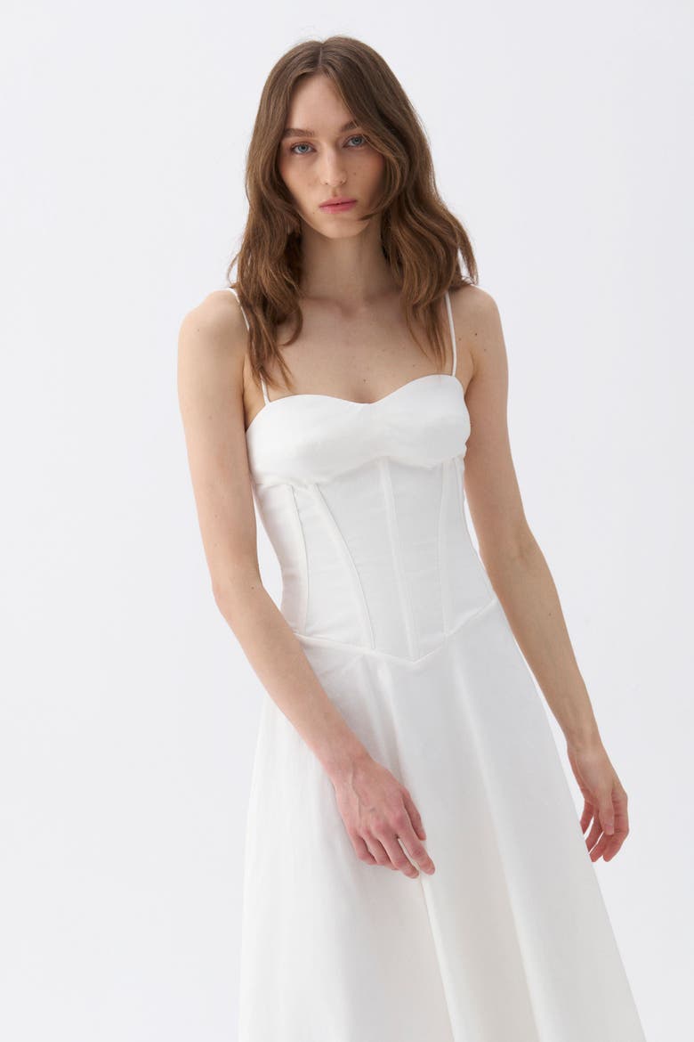 Corset Detailed Dress, Alternate, color, Ivory