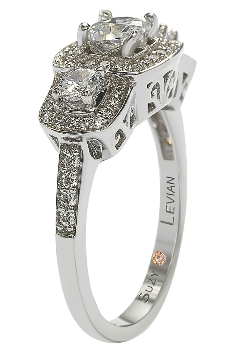 Sterling Silver CZ Bridal Ring, Alternate, color, WHITE