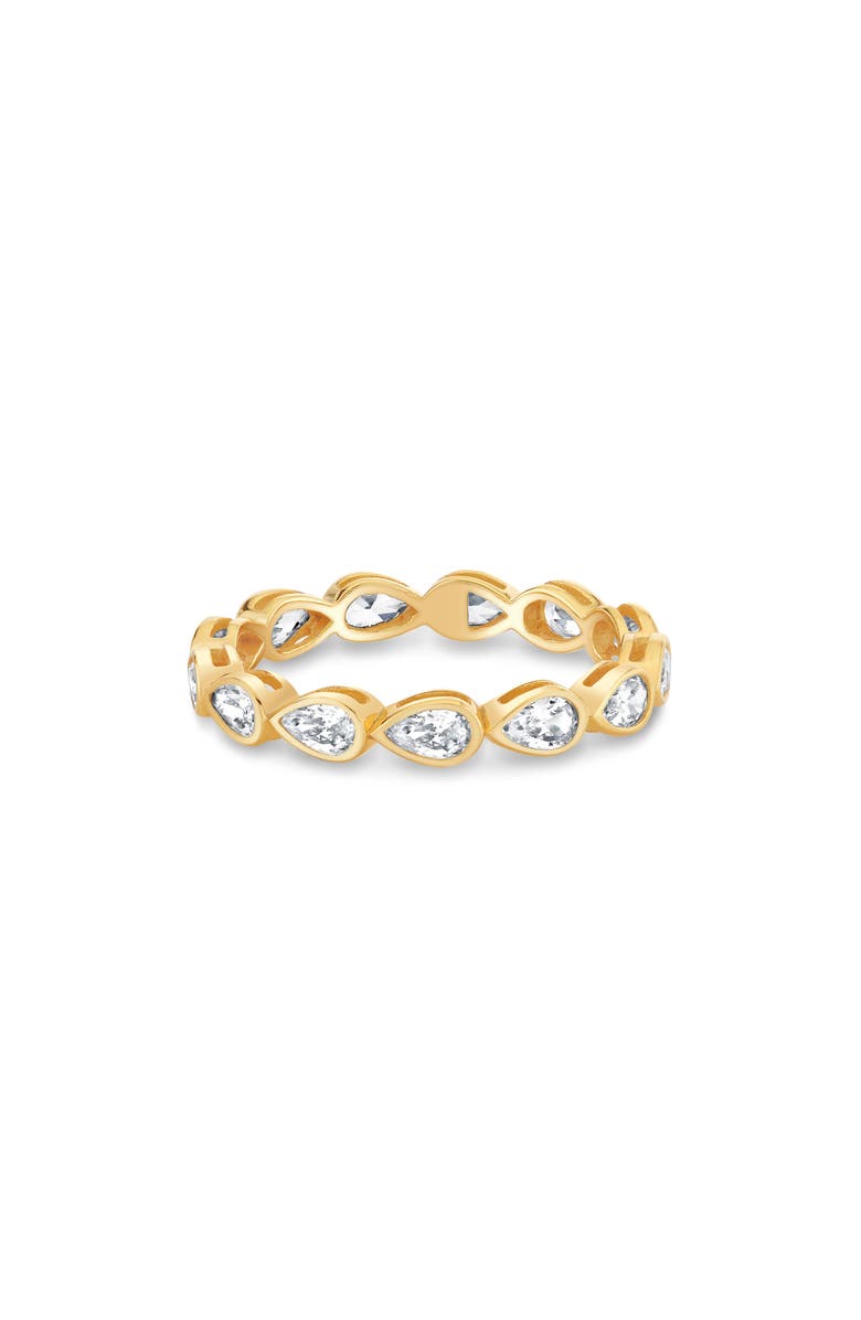 Crislu Pear-Cut Cubic Zirconia Eternity Band Ring, Alternate, color, 18Kt Yellow Gold / Clear Stone