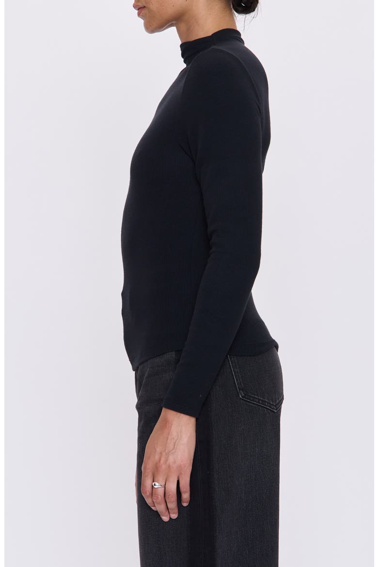 Dara Mock Neck Rib Top, Alternate, color, NOIR