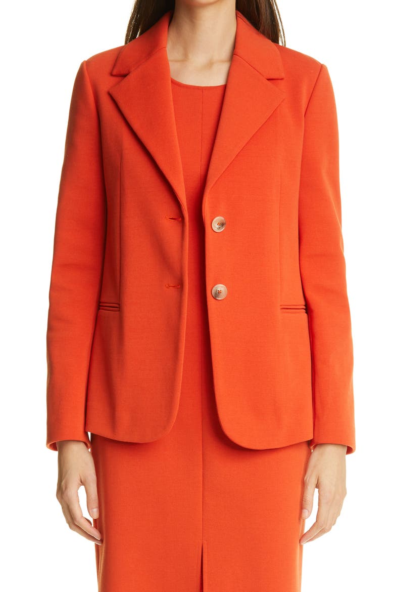 Notch Collar Milano Knit Jacket, Main, color, BURNT ORANGE BURO