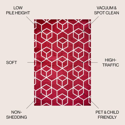 Jonathan Y Tumbling Blocks Modern Geometric Area Rug In Red/white