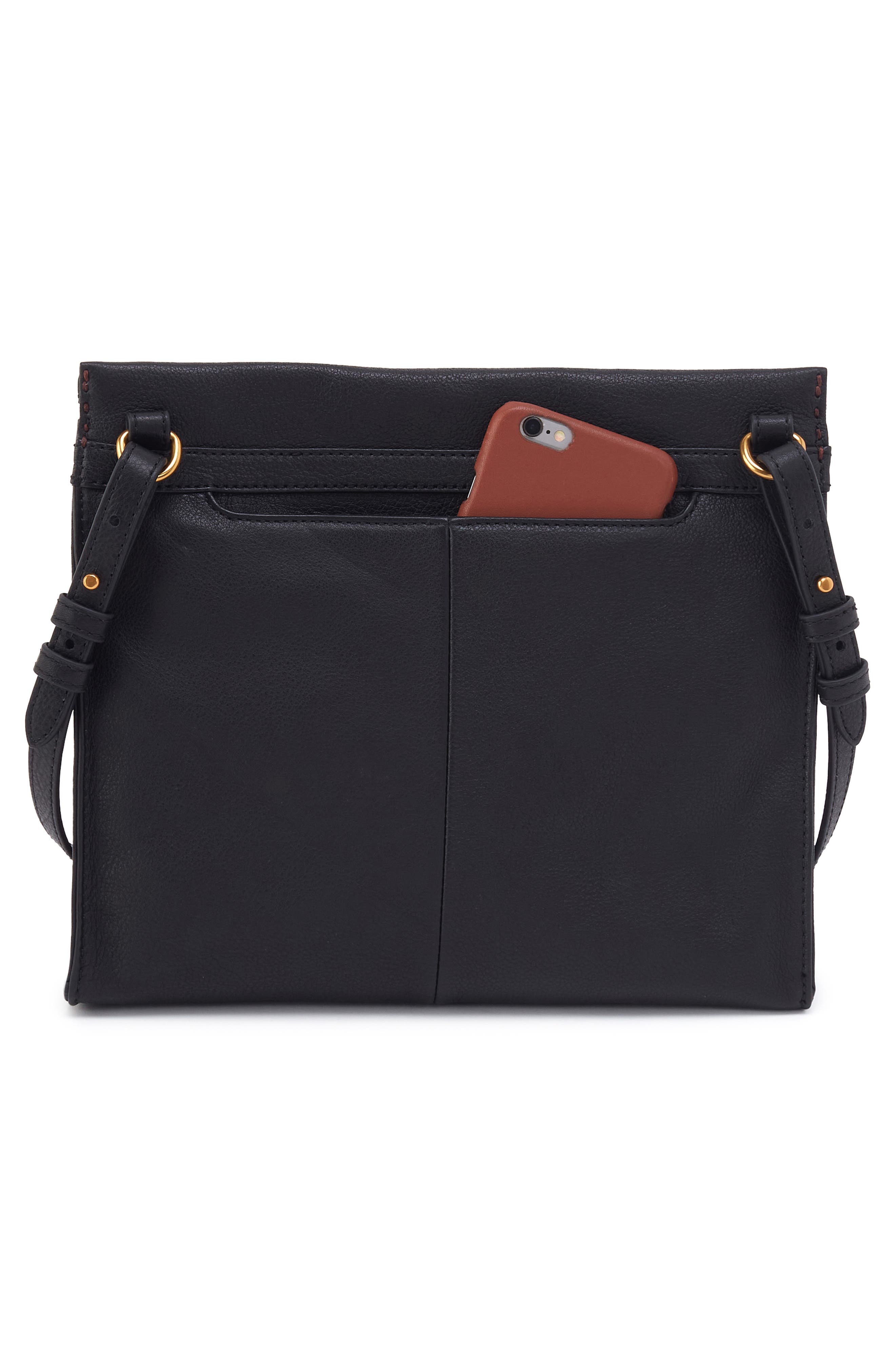HOBO Medium Austin Leather Crossbody Bag, Alternate, color, Black