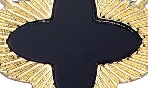 Adornia 14k Gold Plated Fluted Edge Black Clover Necklace