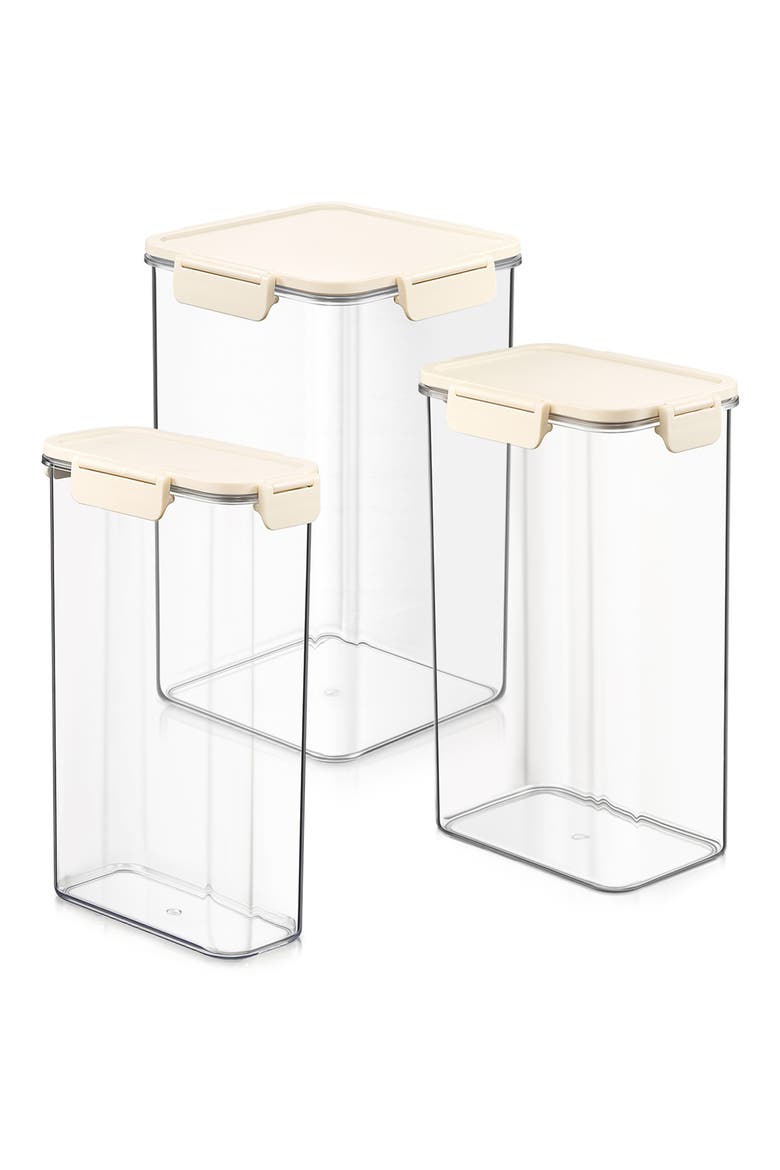 3-Pack Snap Lid Airtight Food Storage Container Set, Main, color, NO COLOR