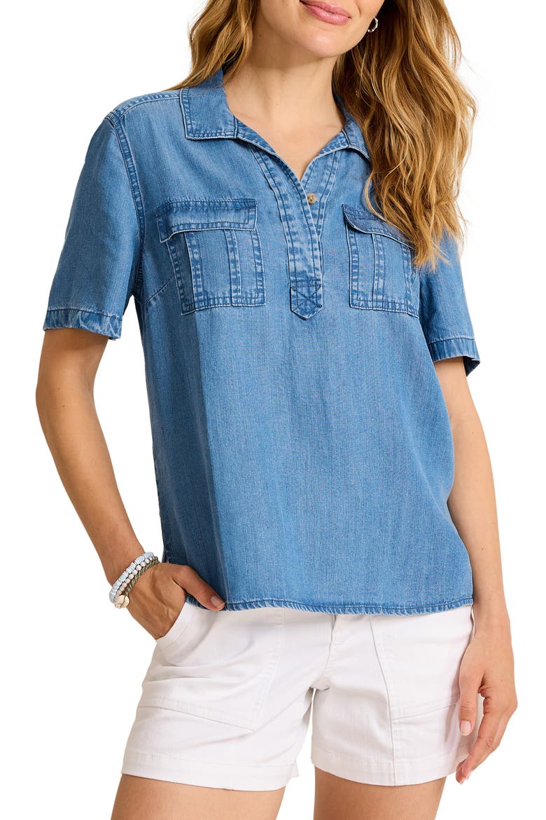 O'Lei Chambray Utility Pullover Shirt, Alternate, color, MED INDIGO WASH