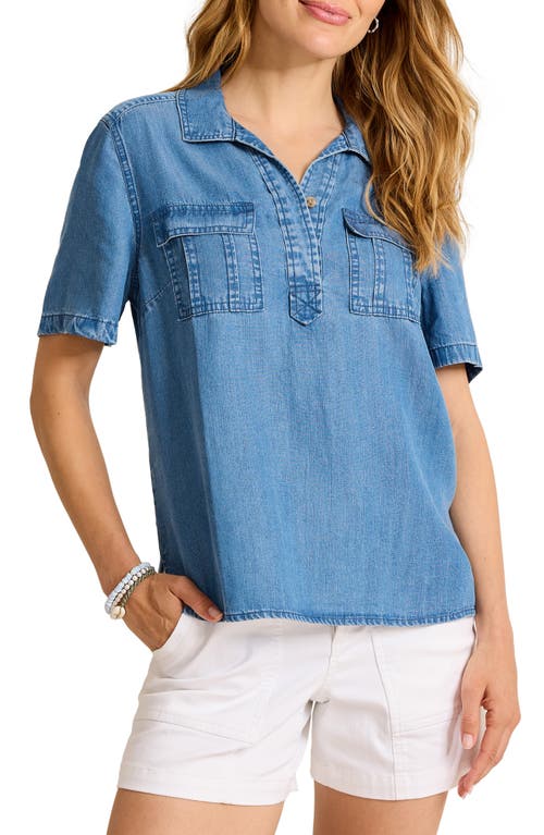 Tommy Bahama O'lei Chambray Utility Pullover Shirt In Blue