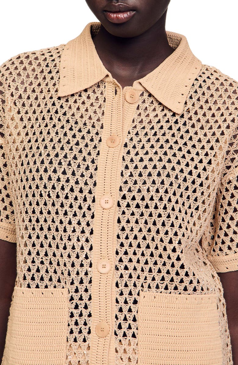 SANDRO Rhinestone cardigan, Alternate, color, 