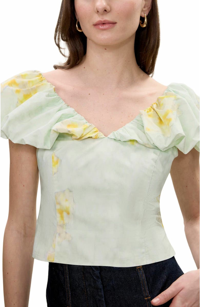 Rebecca Taylor Yara Poplin Top, Alternate, color, Sage Combo
