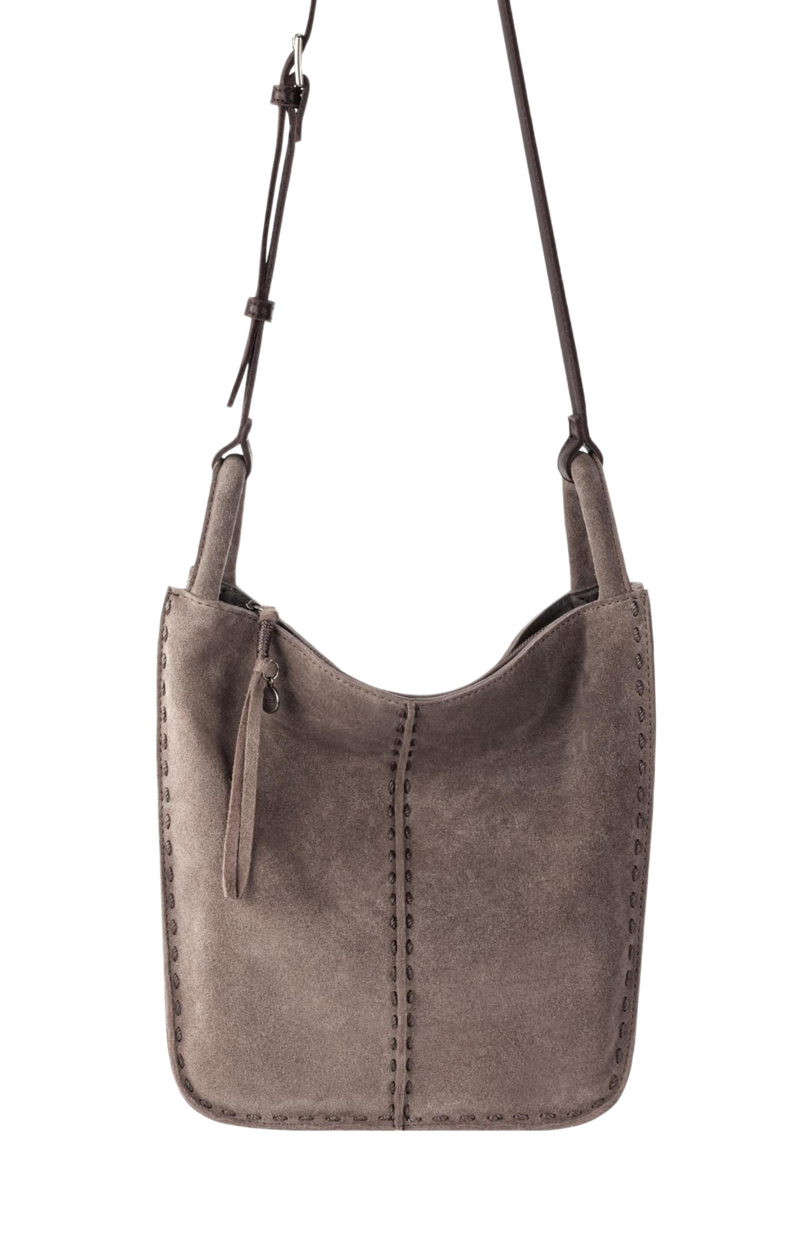 Los Feliz Crossbody Leather Bag, Alternate, color, Mushroom Suede